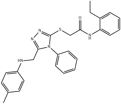 N-(2-ethylphenyl)-2-{[4-phenyl-5-(4-toluidinomethyl)-4H-1,2,4-triazol-3-yl]sulfanyl}acetamide 구조식 이미지