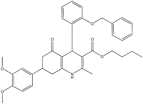 butyl 4-[2-(benzyloxy)phenyl]-7-(3,4-dimethoxyphenyl)-2-methyl-5-oxo-1,4,5,6,7,8-hexahydro-3-quinolinecarboxylate Structure