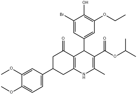 isopropyl 4-(3-bromo-5-ethoxy-4-hydroxyphenyl)-7-(3,4-dimethoxyphenyl)-2-methyl-5-oxo-1,4,5,6,7,8-hexahydro-3-quinolinecarboxylate 구조식 이미지