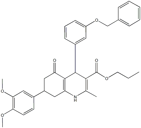 propyl 4-[3-(benzyloxy)phenyl]-7-(3,4-dimethoxyphenyl)-2-methyl-5-oxo-1,4,5,6,7,8-hexahydro-3-quinolinecarboxylate 구조식 이미지