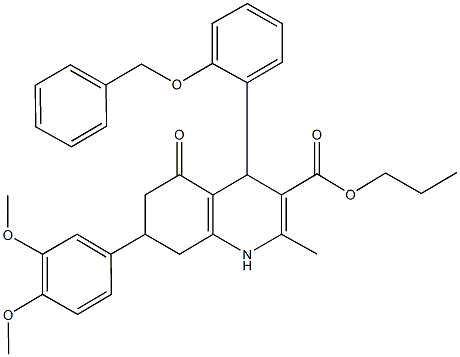 propyl 4-[2-(benzyloxy)phenyl]-7-(3,4-dimethoxyphenyl)-2-methyl-5-oxo-1,4,5,6,7,8-hexahydro-3-quinolinecarboxylate Structure