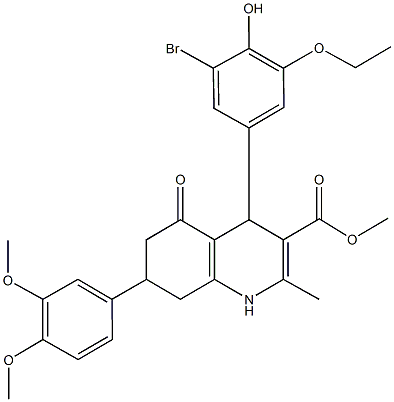 methyl 4-(3-bromo-5-ethoxy-4-hydroxyphenyl)-7-(3,4-dimethoxyphenyl)-2-methyl-5-oxo-1,4,5,6,7,8-hexahydro-3-quinolinecarboxylate Structure