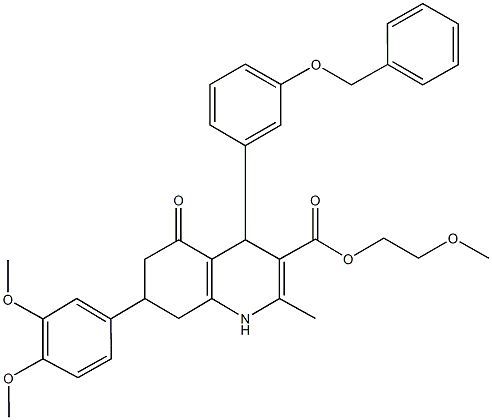 2-methoxyethyl 4-[3-(benzyloxy)phenyl]-7-(3,4-dimethoxyphenyl)-2-methyl-5-oxo-1,4,5,6,7,8-hexahydro-3-quinolinecarboxylate 구조식 이미지