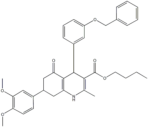 butyl 4-[3-(benzyloxy)phenyl]-7-(3,4-dimethoxyphenyl)-2-methyl-5-oxo-1,4,5,6,7,8-hexahydro-3-quinolinecarboxylate Structure