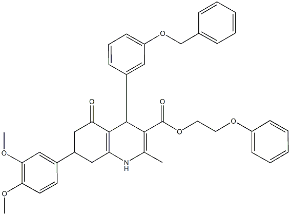 2-phenoxyethyl 4-[3-(benzyloxy)phenyl]-7-(3,4-dimethoxyphenyl)-2-methyl-5-oxo-1,4,5,6,7,8-hexahydro-3-quinolinecarboxylate 구조식 이미지