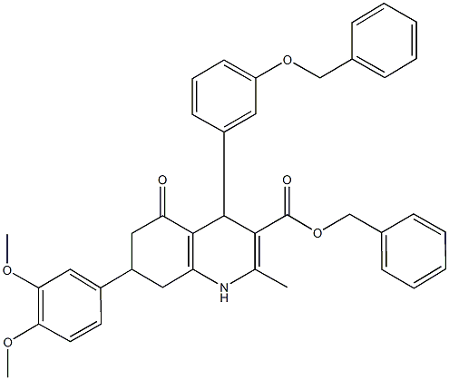 benzyl 4-[3-(benzyloxy)phenyl]-7-(3,4-dimethoxyphenyl)-2-methyl-5-oxo-1,4,5,6,7,8-hexahydro-3-quinolinecarboxylate Structure