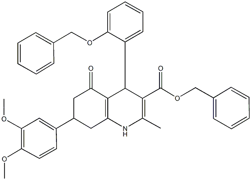 benzyl 4-[2-(benzyloxy)phenyl]-7-(3,4-dimethoxyphenyl)-2-methyl-5-oxo-1,4,5,6,7,8-hexahydro-3-quinolinecarboxylate Structure