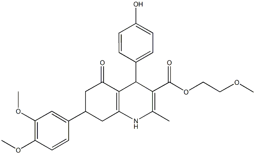 2-methoxyethyl 7-(3,4-dimethoxyphenyl)-4-(4-hydroxyphenyl)-2-methyl-5-oxo-1,4,5,6,7,8-hexahydro-3-quinolinecarboxylate 구조식 이미지