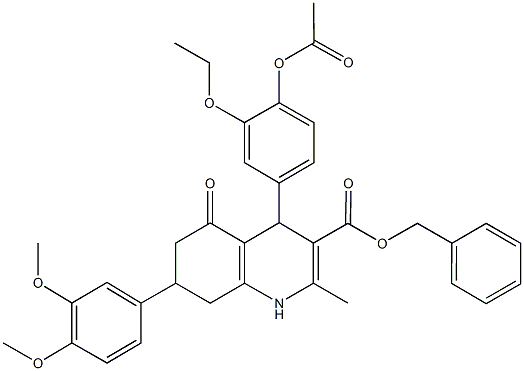 benzyl 4-[4-(acetyloxy)-3-ethoxyphenyl]-7-(3,4-dimethoxyphenyl)-2-methyl-5-oxo-1,4,5,6,7,8-hexahydro-3-quinolinecarboxylate 구조식 이미지