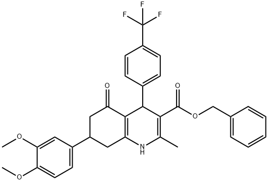 benzyl 7-(3,4-dimethoxyphenyl)-2-methyl-5-oxo-4-[4-(trifluoromethyl)phenyl]-1,4,5,6,7,8-hexahydro-3-quinolinecarboxylate Structure