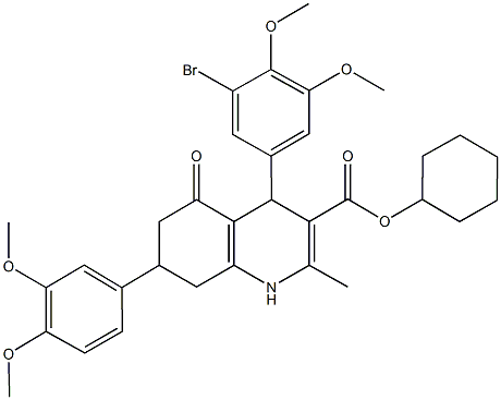 cyclohexyl 4-(3-bromo-4,5-dimethoxyphenyl)-7-(3,4-dimethoxyphenyl)-2-methyl-5-oxo-1,4,5,6,7,8-hexahydro-3-quinolinecarboxylate Structure