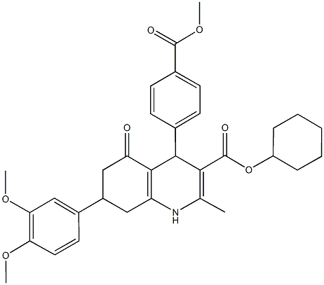 cyclohexyl 7-(3,4-dimethoxyphenyl)-4-[4-(methoxycarbonyl)phenyl]-2-methyl-5-oxo-1,4,5,6,7,8-hexahydro-3-quinolinecarboxylate Structure