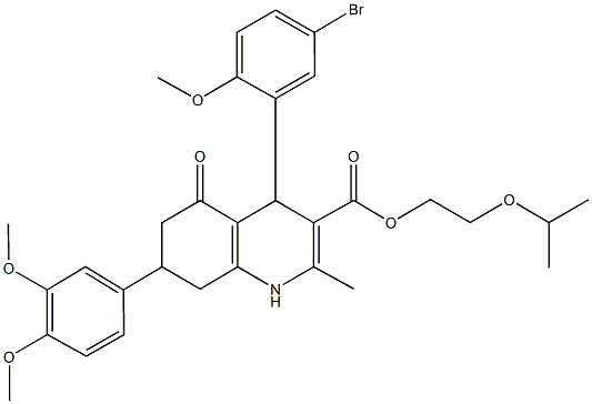 2-isopropoxyethyl 4-(5-bromo-2-methoxyphenyl)-7-(3,4-dimethoxyphenyl)-2-methyl-5-oxo-1,4,5,6,7,8-hexahydro-3-quinolinecarboxylate 구조식 이미지