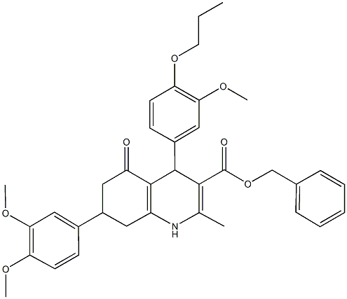 benzyl 7-(3,4-dimethoxyphenyl)-4-(3-methoxy-4-propoxyphenyl)-2-methyl-5-oxo-1,4,5,6,7,8-hexahydro-3-quinolinecarboxylate 구조식 이미지