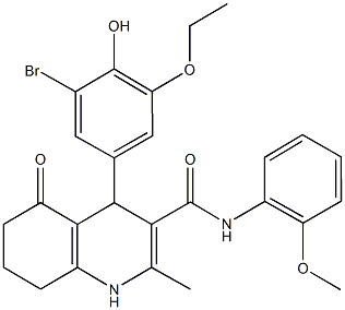 4-(3-bromo-5-ethoxy-4-hydroxyphenyl)-N-(2-methoxyphenyl)-2-methyl-5-oxo-1,4,5,6,7,8-hexahydro-3-quinolinecarboxamide Structure