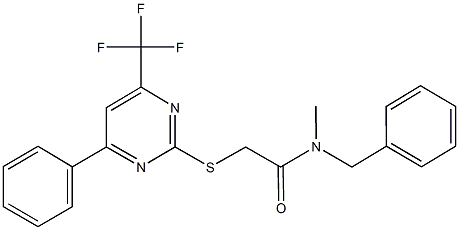 N-benzyl-N-methyl-2-{[4-phenyl-6-(trifluoromethyl)-2-pyrimidinyl]sulfanyl}acetamide 구조식 이미지