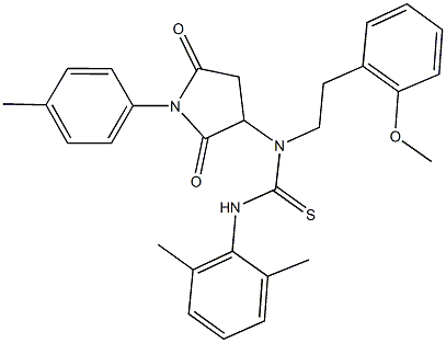 N'-(2,6-dimethylphenyl)-N-[2-(2-methoxyphenyl)ethyl]-N-[1-(4-methylphenyl)-2,5-dioxo-3-pyrrolidinyl]thiourea Structure