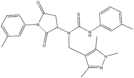 N'-(3-methylphenyl)-N-[1-(3-methylphenyl)-2,5-dioxo-3-pyrrolidinyl]-N-[(1,3,5-trimethyl-1H-pyrazol-4-yl)methyl]thiourea 구조식 이미지