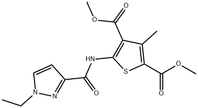 dimethyl 5-{[(1-ethyl-1H-pyrazol-3-yl)carbonyl]amino}-3-methyl-2,4-thiophenedicarboxylate Structure