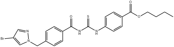 butyl 4-{[({4-[(4-bromo-1H-pyrazol-1-yl)methyl]benzoyl}amino)carbothioyl]amino}benzoate Structure