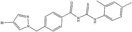N-{4-[(4-bromo-1H-pyrazol-1-yl)methyl]benzoyl}-N'-(4-iodo-2-methylphenyl)thiourea 구조식 이미지