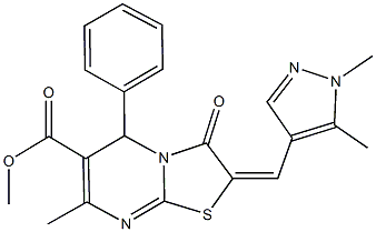 methyl 2-[(1,5-dimethyl-1H-pyrazol-4-yl)methylene]-7-methyl-3-oxo-5-phenyl-2,3-dihydro-5H-[1,3]thiazolo[3,2-a]pyrimidine-6-carboxylate Structure