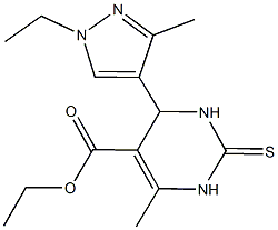 ethyl 4-(1-ethyl-3-methyl-1H-pyrazol-4-yl)-6-methyl-2-thioxo-1,2,3,4-tetrahydro-5-pyrimidinecarboxylate Structure