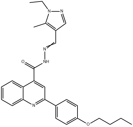 2-(4-butoxyphenyl)-N'-[(1-ethyl-5-methyl-1H-pyrazol-4-yl)methylene]-4-quinolinecarbohydrazide Structure