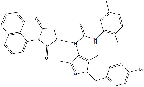 N-[1-(4-bromobenzyl)-3,5-dimethyl-1H-pyrazol-4-yl]-N'-(2,5-dimethylphenyl)-N-[1-(1-naphthyl)-2,5-dioxo-3-pyrrolidinyl]thiourea Structure