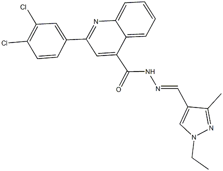 2-(3,4-dichlorophenyl)-N'-[(1-ethyl-3-methyl-1H-pyrazol-4-yl)methylene]-4-quinolinecarbohydrazide Structure