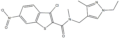 3-chloro-N-[(1-ethyl-3-methyl-1H-pyrazol-4-yl)methyl]-6-nitro-N-methyl-1-benzothiophene-2-carboxamide Structure