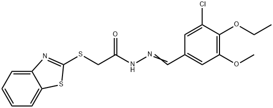 2-(1,3-benzothiazol-2-ylsulfanyl)-N'-(3-chloro-4-ethoxy-5-methoxybenzylidene)acetohydrazide Structure