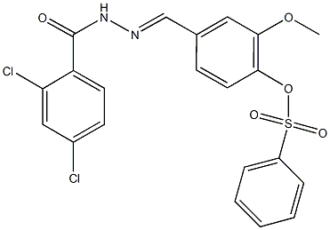 4-[2-(2,4-dichlorobenzoyl)carbohydrazonoyl]-2-methoxyphenyl benzenesulfonate 구조식 이미지