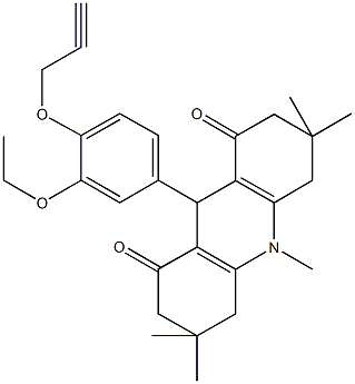 9-[3-ethoxy-4-(2-propynyloxy)phenyl]-3,3,6,6,10-pentamethyl-3,4,6,7,9,10-hexahydro-1,8(2H,5H)-acridinedione 구조식 이미지