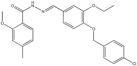 N'-{4-[(4-chlorobenzyl)oxy]-3-ethoxybenzylidene}-2-methoxy-4-methylbenzohydrazide 구조식 이미지