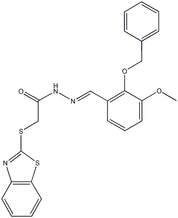 2-(1,3-benzothiazol-2-ylsulfanyl)-N'-[2-(benzyloxy)-3-methoxybenzylidene]acetohydrazide 구조식 이미지