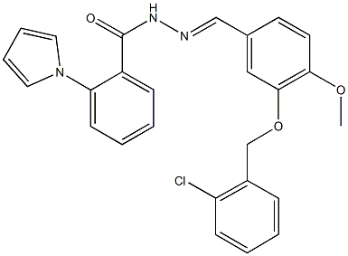 N'-{3-[(2-chlorobenzyl)oxy]-4-methoxybenzylidene}-2-(1H-pyrrol-1-yl)benzohydrazide 구조식 이미지