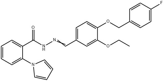N'-{3-ethoxy-4-[(4-fluorobenzyl)oxy]benzylidene}-2-(1H-pyrrol-1-yl)benzohydrazide 구조식 이미지