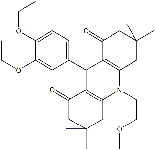 9-(3,4-diethoxyphenyl)-10-(2-methoxyethyl)-3,3,6,6-tetramethyl-3,4,6,7,9,10-hexahydro-1,8(2H,5H)-acridinedione Structure