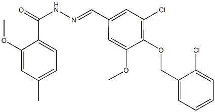 N'-{3-chloro-4-[(2-chlorobenzyl)oxy]-5-methoxybenzylidene}-2-methoxy-4-methylbenzohydrazide 구조식 이미지