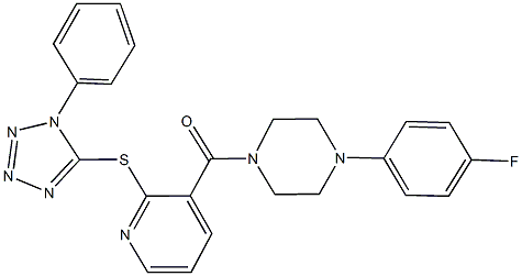 3-{[4-(4-fluorophenyl)-1-piperazinyl]carbonyl}-2-pyridinyl 1-phenyl-1H-tetraazol-5-yl sulfide 구조식 이미지