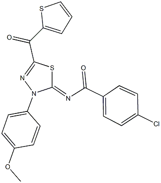 4-chloro-N-(3-(4-methoxyphenyl)-5-(2-thienylcarbonyl)-1,3,4-thiadiazol-2(3H)-ylidene)benzamide Structure