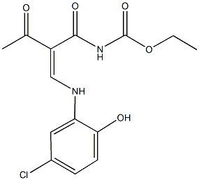 ethyl 2-acetyl-3-(5-chloro-2-hydroxyanilino)acryloylcarbamate 구조식 이미지