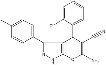 6-amino-4-(2-chlorophenyl)-3-(4-methylphenyl)-1,4-dihydropyrano[2,3-c]pyrazole-5-carbonitrile 구조식 이미지