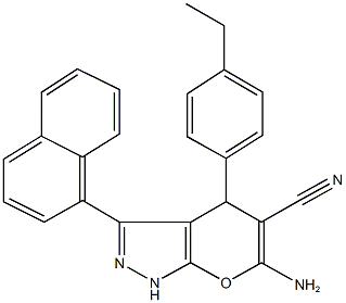 6-amino-4-(4-ethylphenyl)-3-(1-naphthyl)-1,4-dihydropyrano[2,3-c]pyrazole-5-carbonitrile Structure