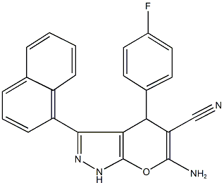 6-amino-4-(4-fluorophenyl)-3-(1-naphthyl)-1,4-dihydropyrano[2,3-c]pyrazole-5-carbonitrile 구조식 이미지