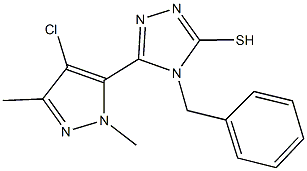 4-benzyl-5-(4-chloro-1,3-dimethyl-1H-pyrazol-5-yl)-4H-1,2,4-triazole-3-thiol Structure