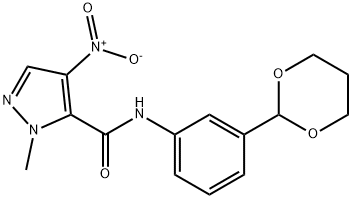 N-[3-(1,3-dioxan-2-yl)phenyl]-4-nitro-1-methyl-1H-pyrazole-5-carboxamide Structure