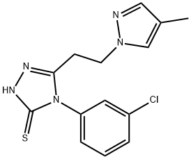 4-(3-chlorophenyl)-5-[2-(4-methyl-1H-pyrazol-1-yl)ethyl]-4H-1,2,4-triazole-3-thiol Structure