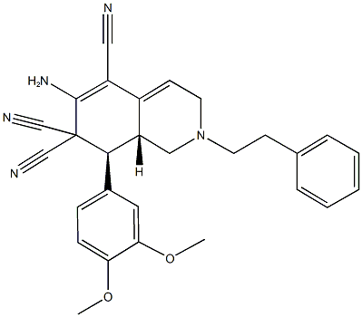 6-amino-8-(3,4-dimethoxyphenyl)-2-(2-phenylethyl)-2,3,8,8a-tetrahydro-5,7,7(1H)-isoquinolinetricarbonitrile 구조식 이미지